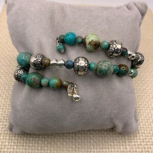 Sincerely Southwest Sterling Silver Turquoise Coil Bracelet